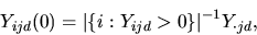 \begin{displaymath}Y_{ijd}(0) = \vert\{i: Y_{ijd}>0 \}\vert^{-1} Y_{\cdot jd},
\end{displaymath}