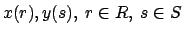 $x(r), y(s),\ r \in R,\ s \in S$