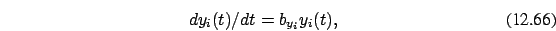 \begin{eqnarray}d y_i(t)/dt =b_{y_i} y_i(t), \end{eqnarray}