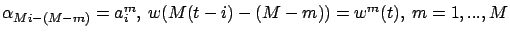 $\alpha_{Mi-(M-m)}=a_{i}^m,\ w(M(t-i)-(M-m))=w^m(t),\
m=1,...,M$