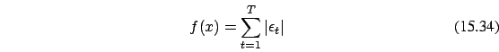 \begin{eqnarray}
f(x)= \sum_{t=1}^T \vert\epsilon_t\vert
\end{eqnarray}