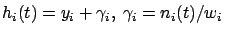 $h_i(t) =y_i+\gamma_i,\
\gamma_i=n_i(t)/w_i$