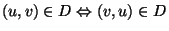 $(u,v) \in D \Leftrightarrow (v,u) \in D$